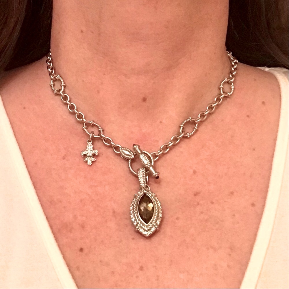 LIKE NEW! Judith Ripka Sterling Silver Necklace with Removeable Enhancers